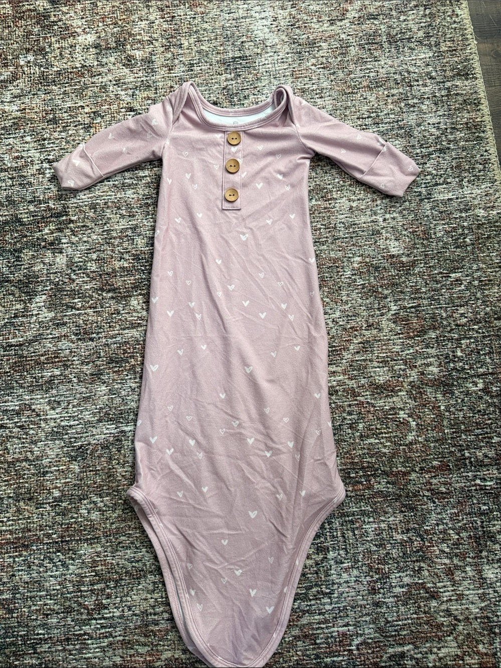 Caden Lane Dusty Pink Heart Sleep Gown with Wood Buttons